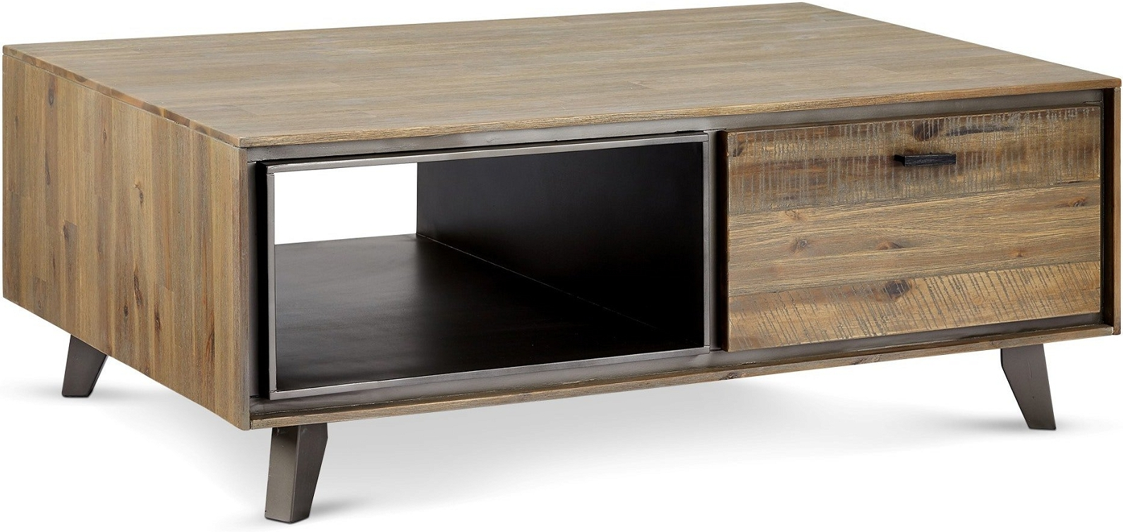 Sofabord Raymond & Hallmark Fareham 120x75x45 cm Akacietræ Brun Industrielt loungebord med skuffe