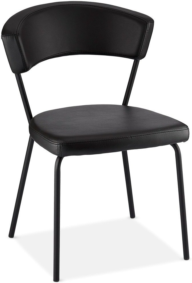 Spisebordsstol Raymond & Hallmark Gordon sort PU-læder H81ÃB54ÃL56 cm  -  minimalistisk design, komfortabel med højt rygstykke