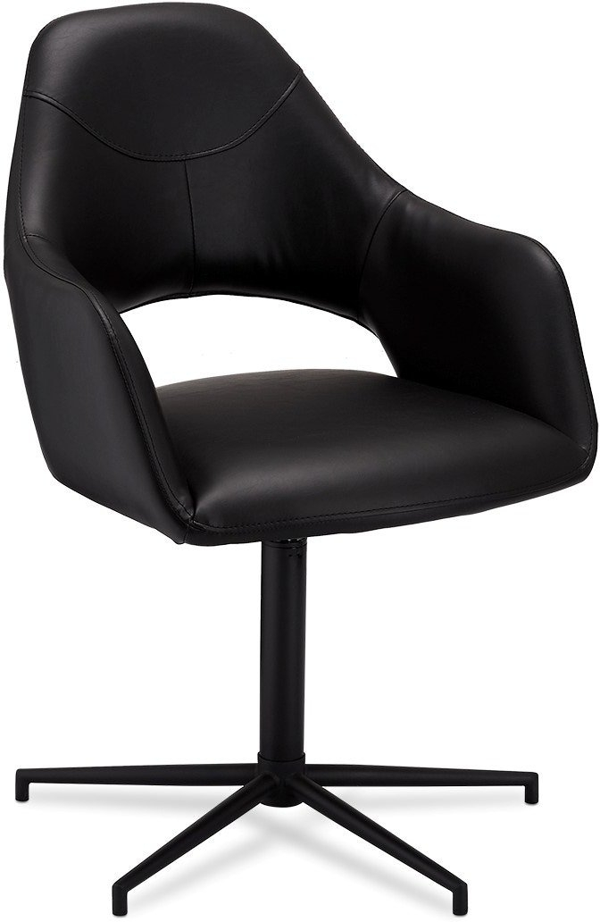 Spisebordsstol med armlæn Raymond & Hallmark Pinmore  -  sort PU-læder H89 x B59 x L64 cm