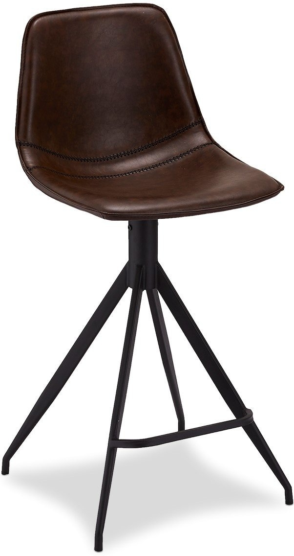 Barstol Raymond & Hallmark Kirkcolm | PU-læder mørkebrun | B48ÃD57ÃH98 cm | Trefodet sort metalbase