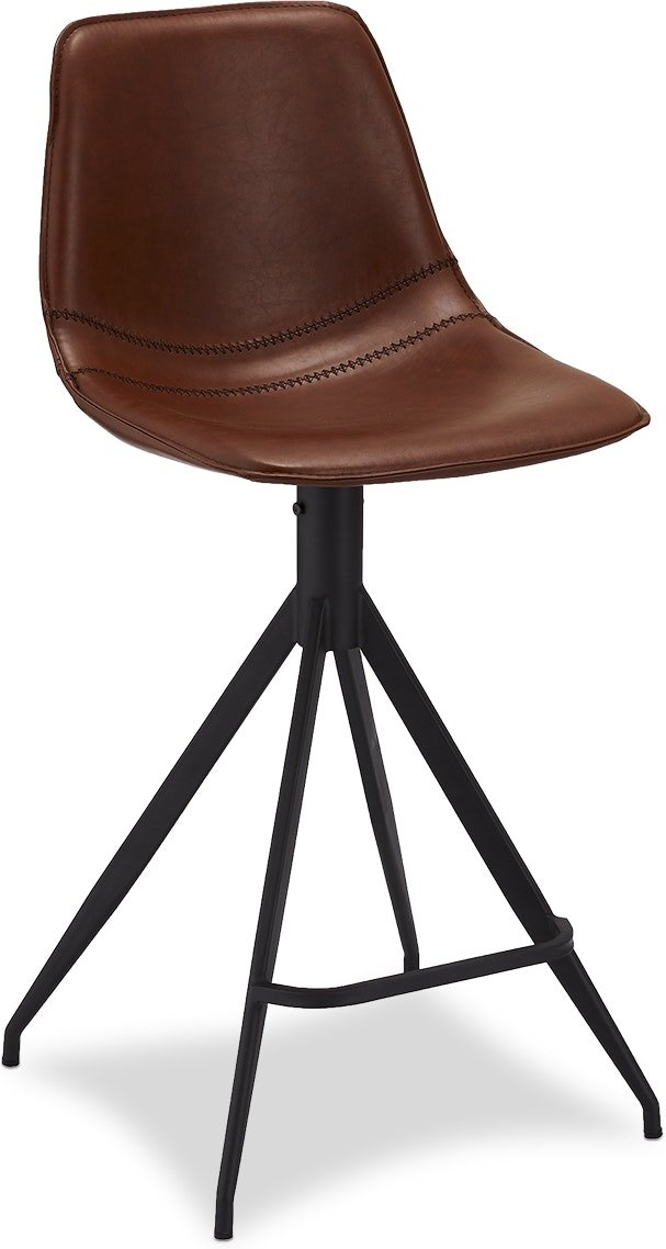 Barstol Raymond & Hallmark Kirkcolm  -  lysebrun PU-læder, stålbase, H98ÃB48ÃL57 cm
