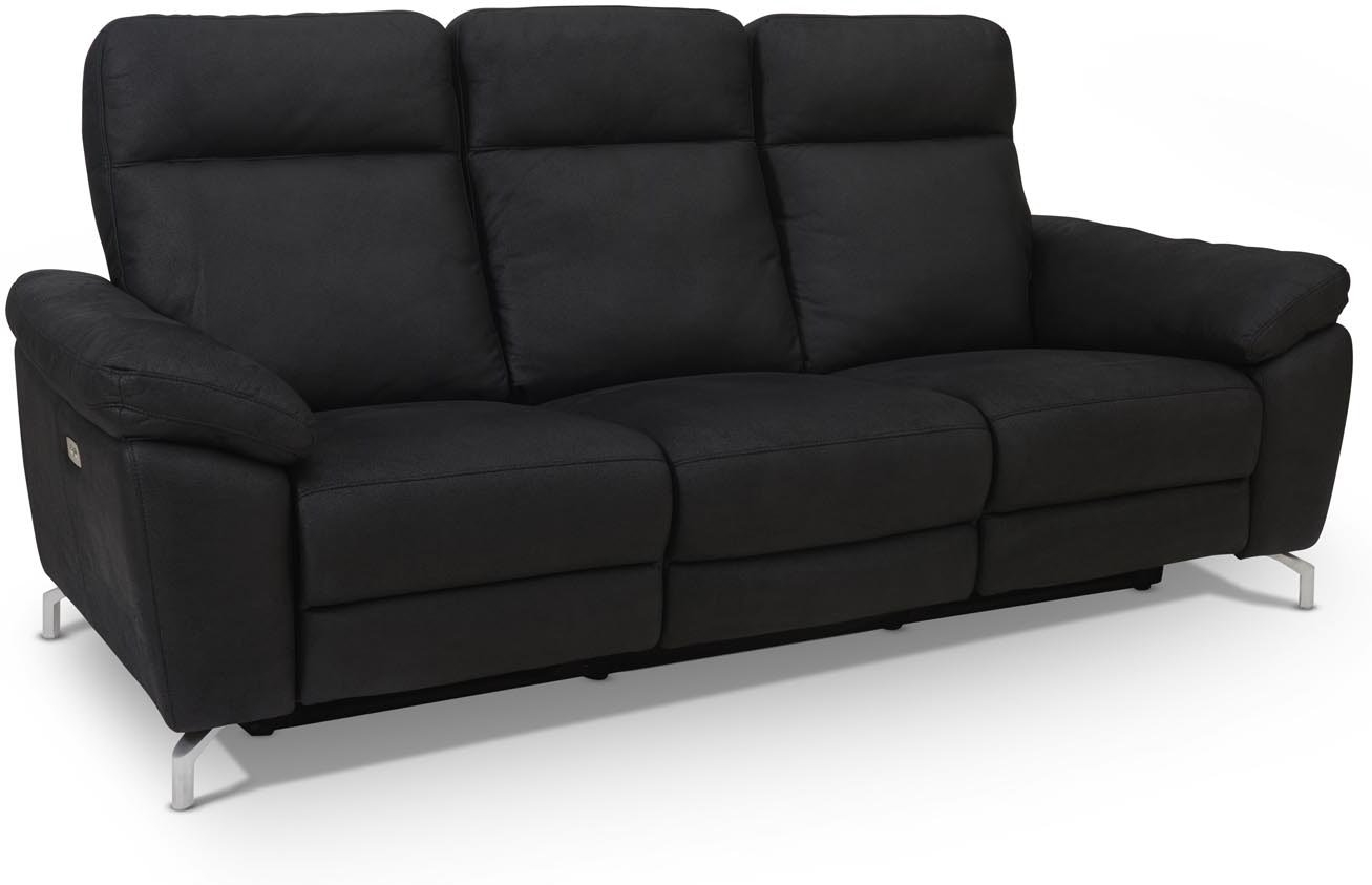 3-personers stofsofa Raymond & Hallmark Edinburgh, sort, 222x96x101 cm