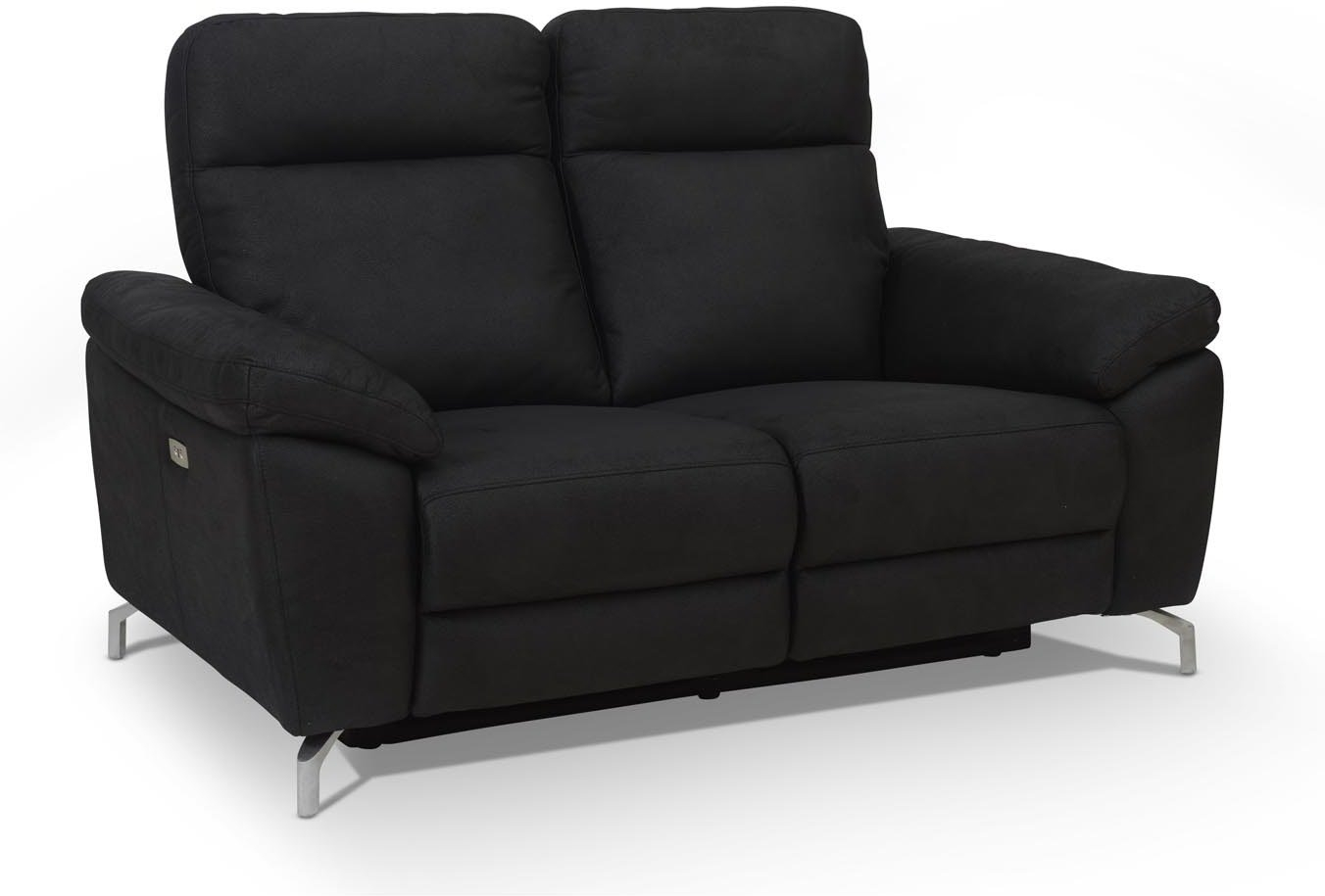 Raymond & Hallmark Edinburgh 2-personers sofa i sort stof med højt ryglæn og metalben