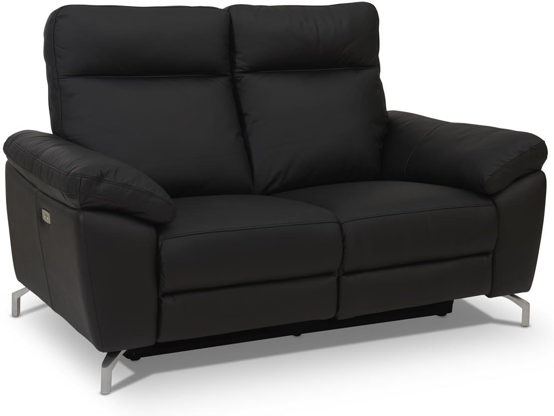 2-personers lædersofa Raymond & Hallmark Edinburgh  -  sort ægte læder 162x96x101 cm