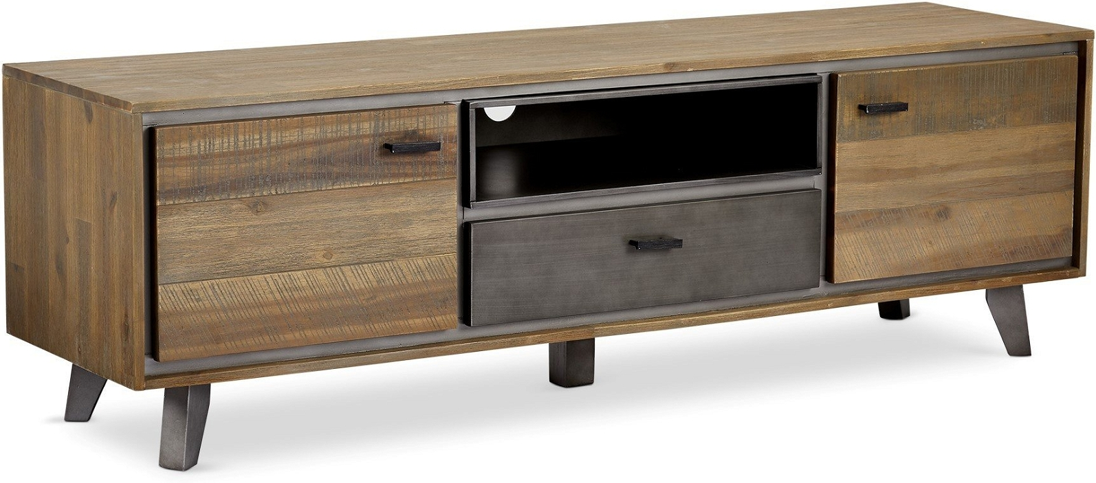 TV-bord Raymond & Hallmark Derby, akacietræ med metalben, B160xH50xD42 cm