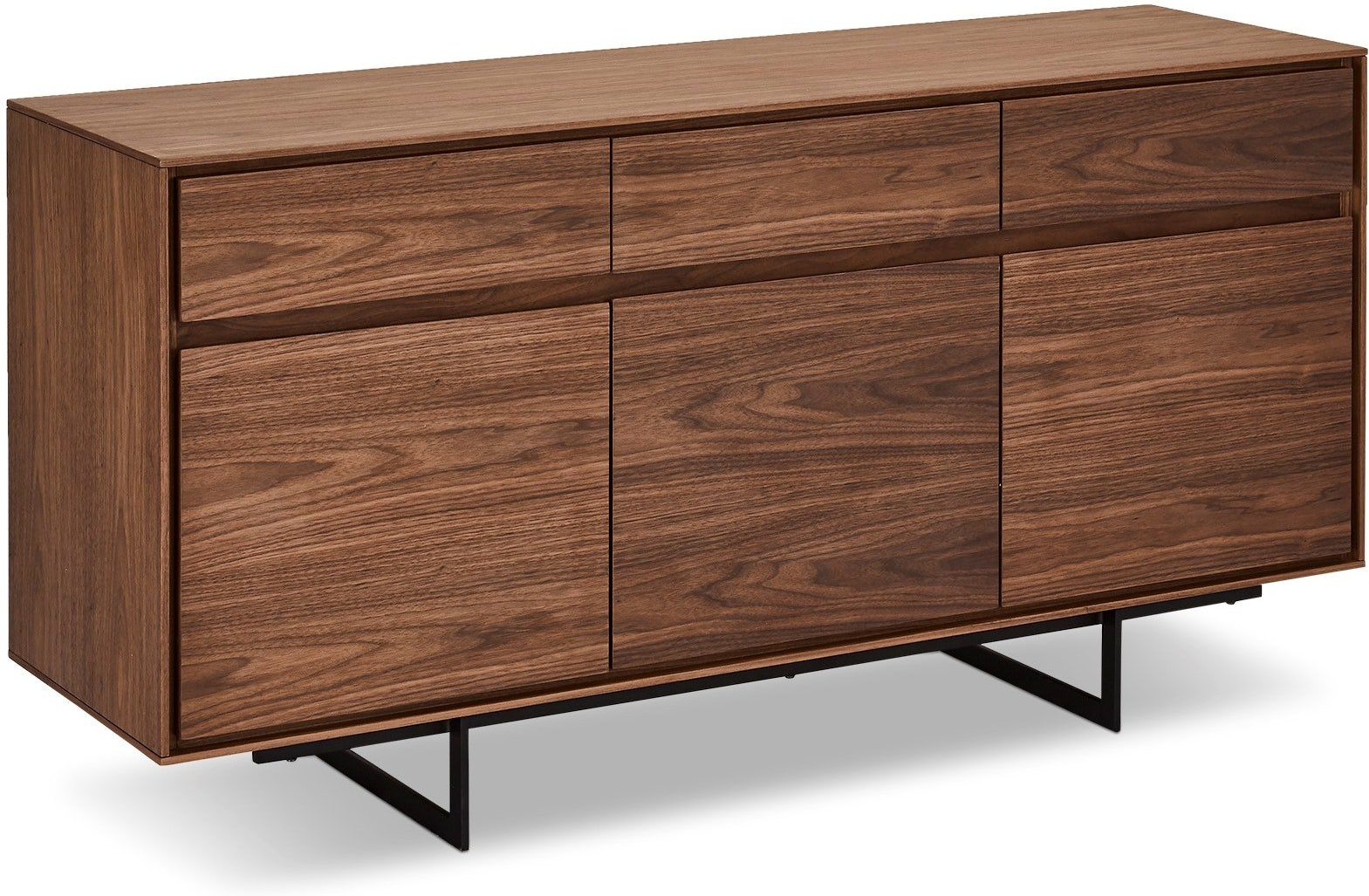 Skænk Raymond & Hallmark Wansford i valnødfinér, brun, H82xB155xD45 cm  -  elegant opbevaringsskab til stuen