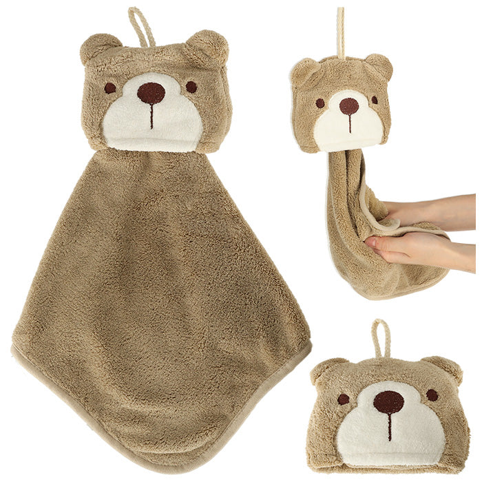 Børnehåndklæde til børnehaveklasse 42x25cm brun bamse