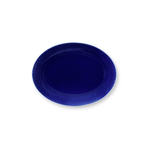 Lyngby Porcelæn Rhombe Color - Serveringsfad 35 x 26,5 cm - Mørk blå  : Erling Christensen Møbler