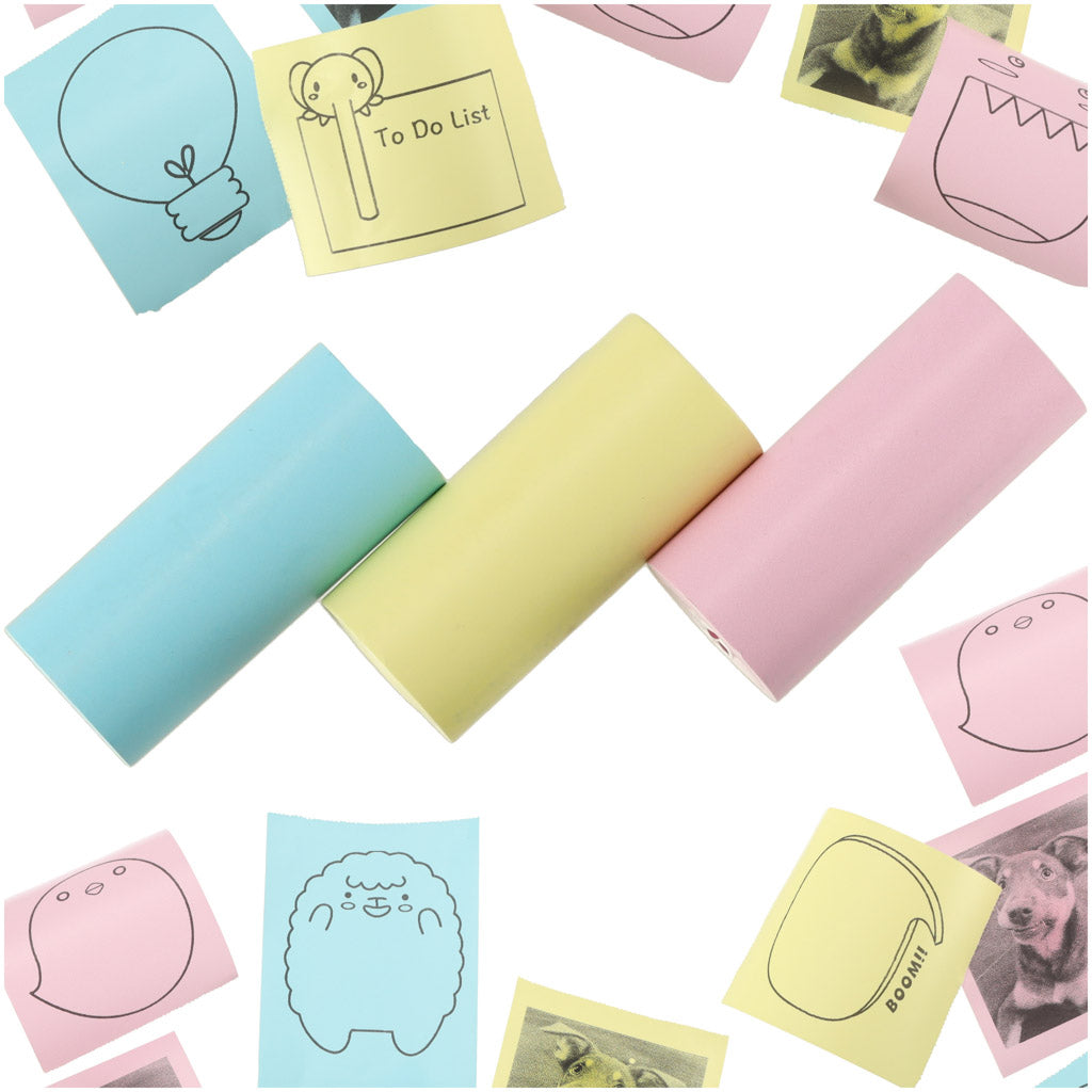 Papirruller termisk patron til miniprinter 5,7 cm x 3 m 3 stk. farverig