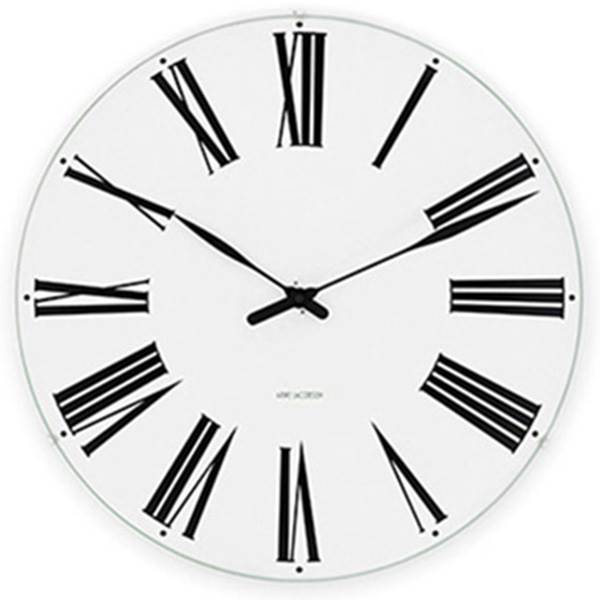 Arne Jacobsen Roman Vægur - Ø:48 cm - Hvid/sort  : Erling Christensen Møbler