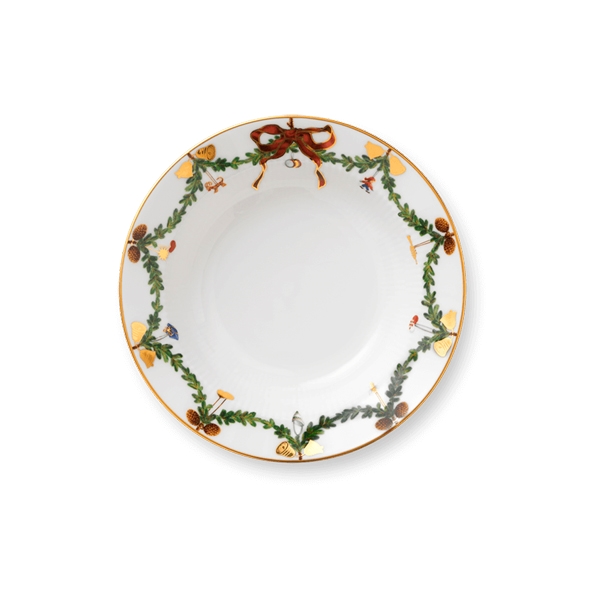 Royal Copenhagen Stjerne Riflet Jul dyb tallerken - 17 cm  : Erling Christensen Møbler
