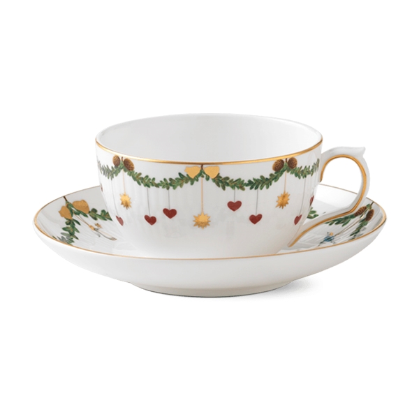 Royal Copenhagen Stjerne Riflet Jul kop og underkop - 32 cl  : Erling Christensen Møbler
