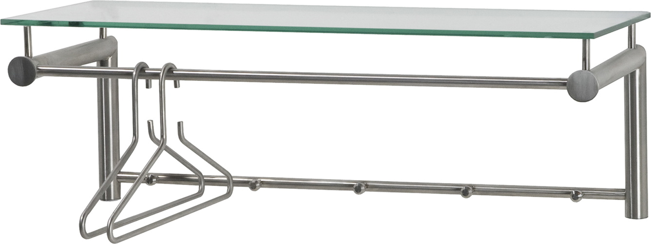 Knagerække Spinder Design Suza rustfrit stål med glas-hylde 5 kroge 79Ã29 cm
