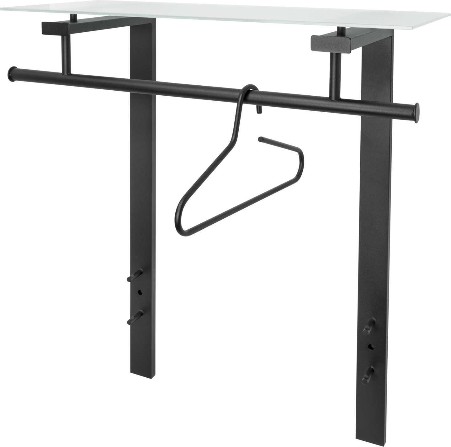 Knagerække og hattehylde Spinder Design Dutch sort stål med mælkehvidt glas H90xB80xD33 cm