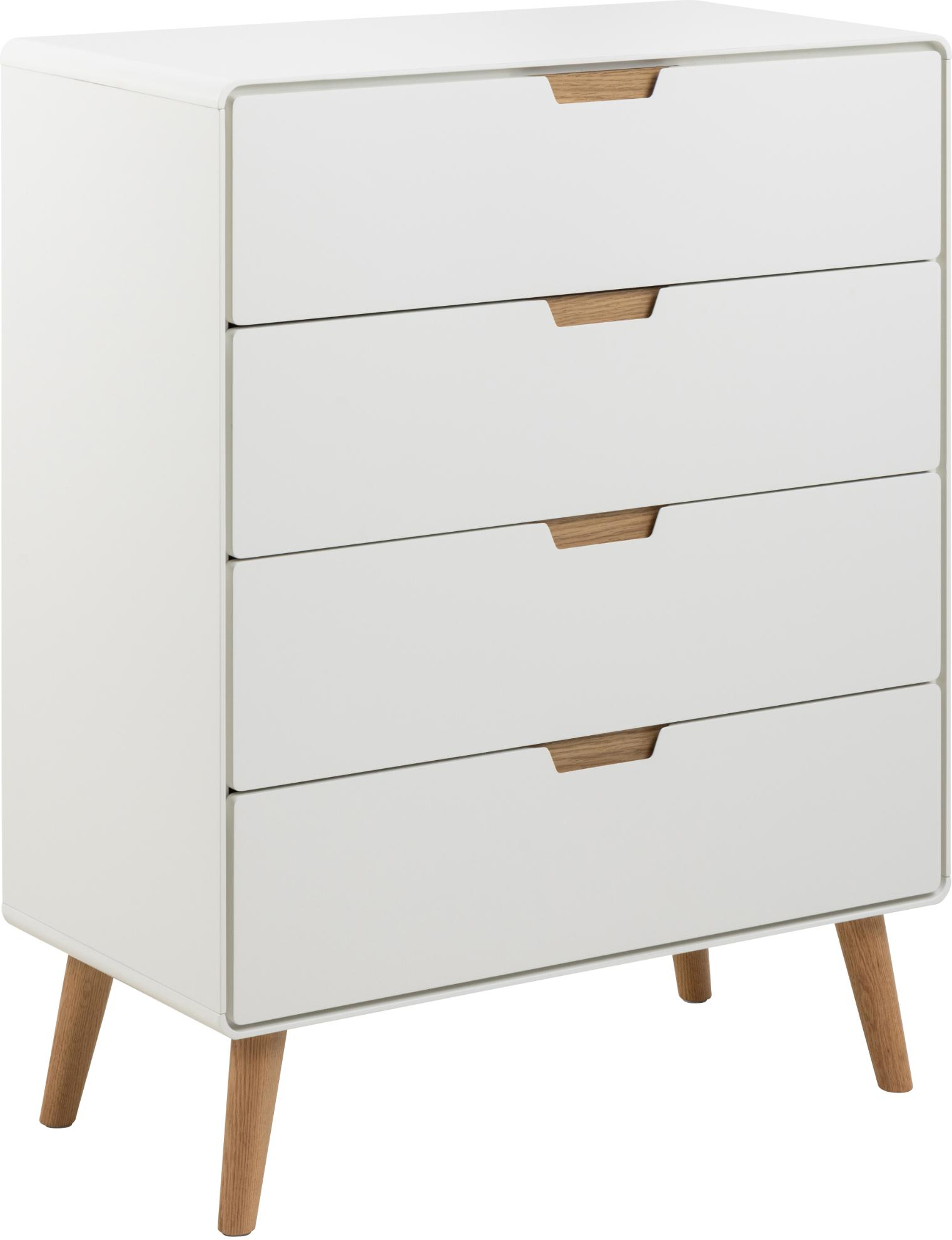 Kommode Signature Lunda, 4 skuffer, soft-close, H100xB80xD40 cm, hvid/natur, MDF/eg