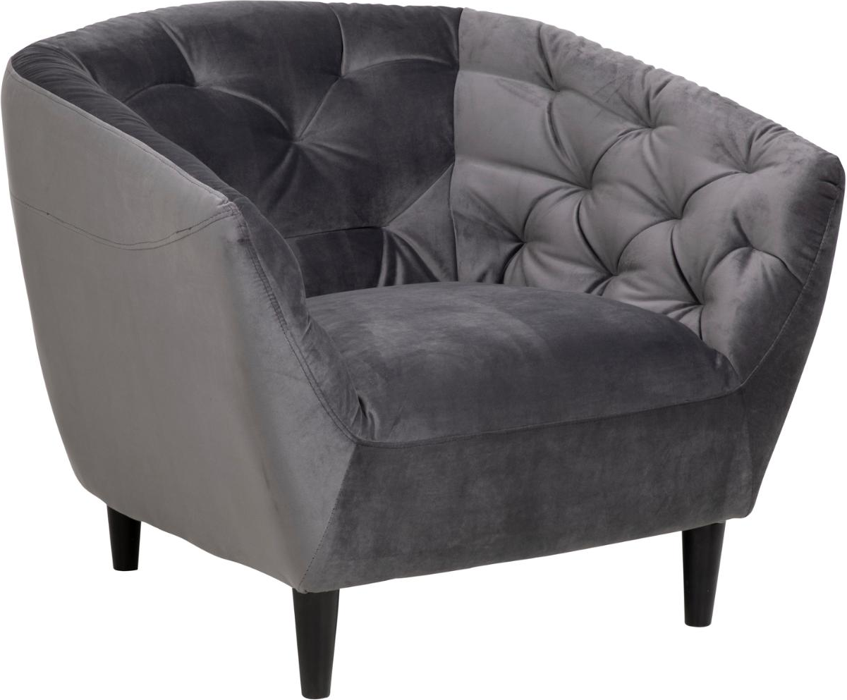 1-personers sofa Signature Vella - mørkegrå Vic-stof, sort gummitræsstel, kompakt læsesofa