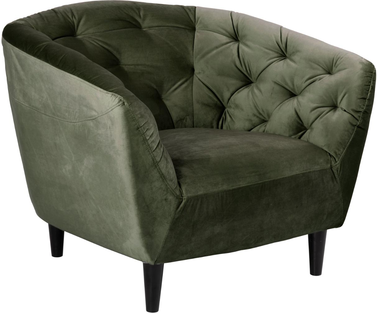 1-personers sofa Signature Vella - lænestol, skovgrøn Vic-stof, sort gummitræsstel