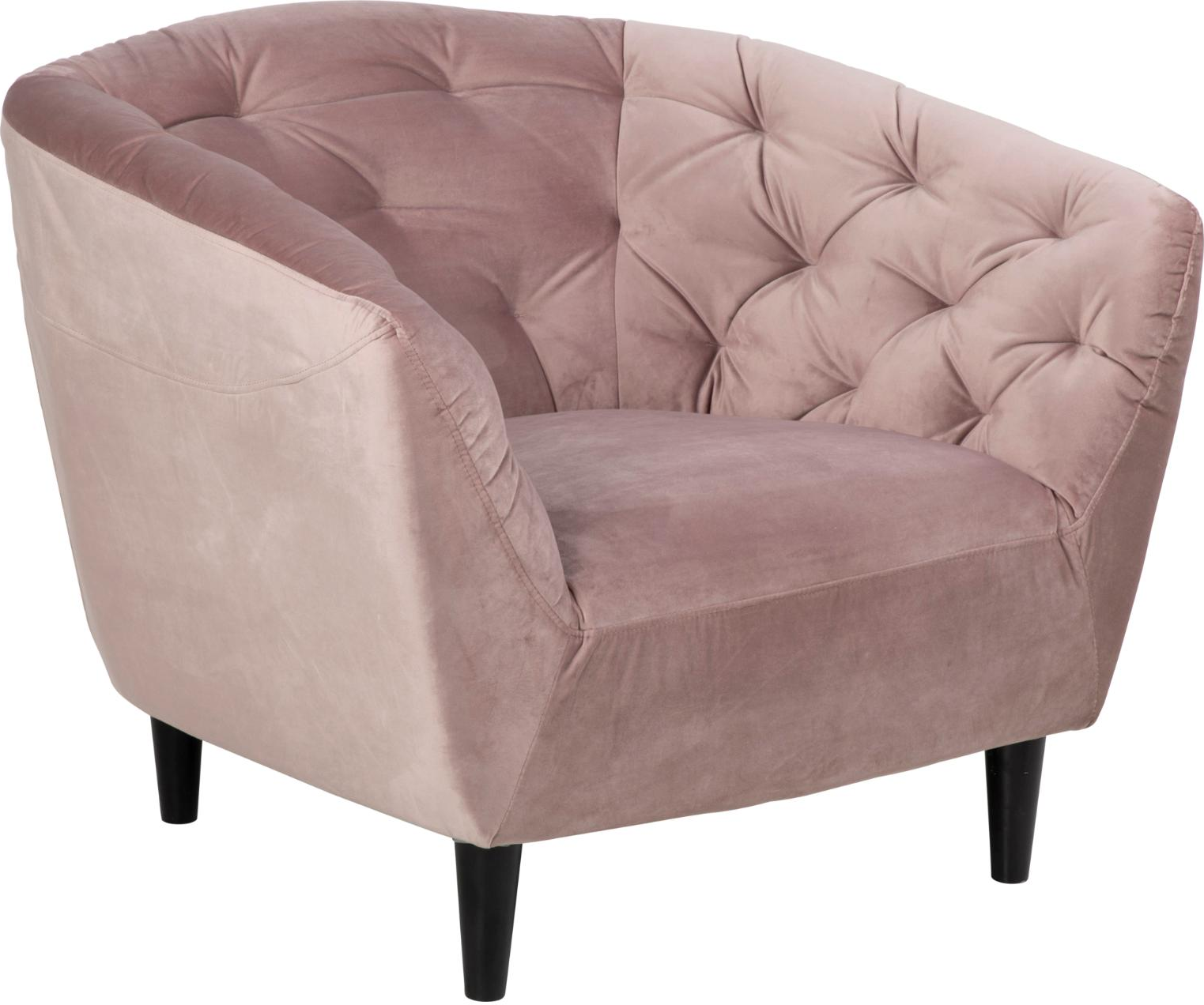 1-personers sofa Signature Vella lænestol - støvet rosa Vic-stof, sorte koniske gummitræsben