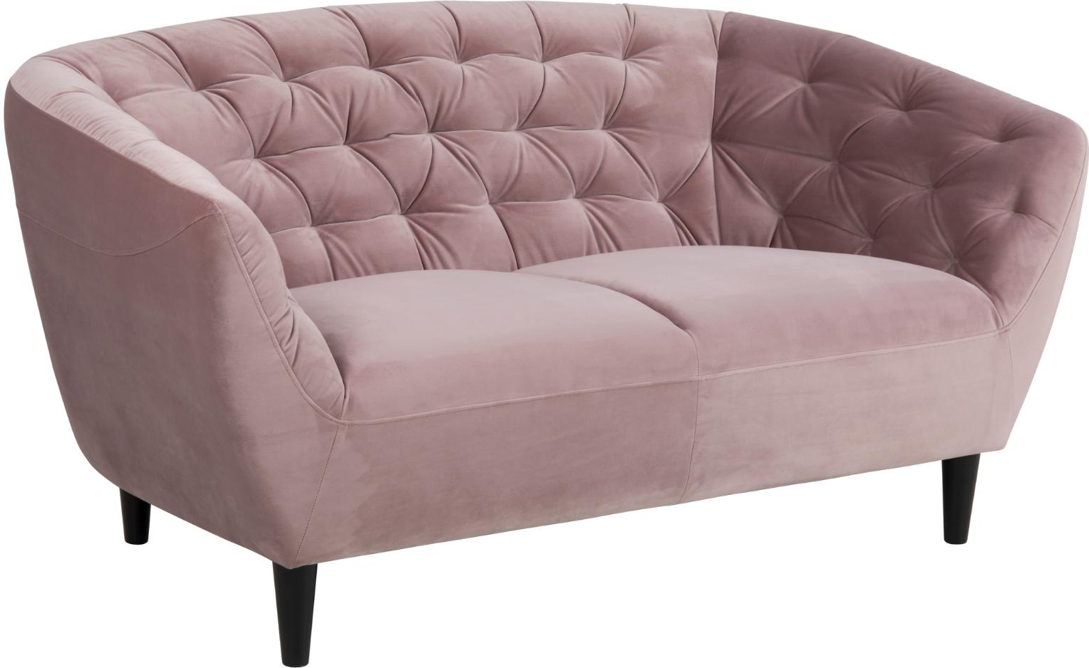 2-personers sofa Signature Vella, støvet rosa Vic-stof, sorte koniske gummitræsben, B112 cm