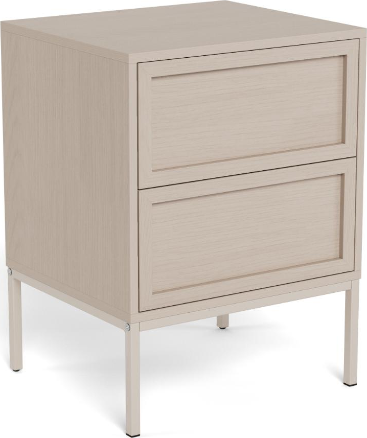 Natbord/sengebord Signature Nordby, grå MDF/melamin, 2 skuffer skub-for-at-åbne, pulverlakeret stålstel, H61ÃB45,6ÃD40 cm