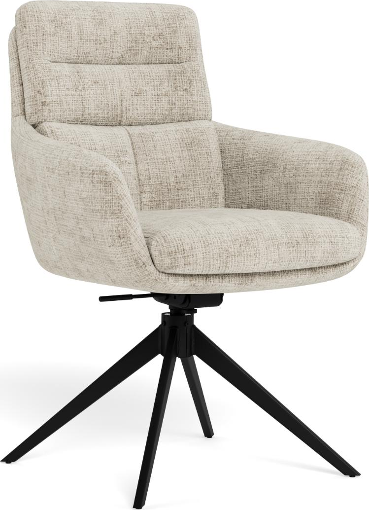 Spisebordsstol med armlæn Signature Runo polstret Juto-stof beige mat sort stålstel drejefunktion