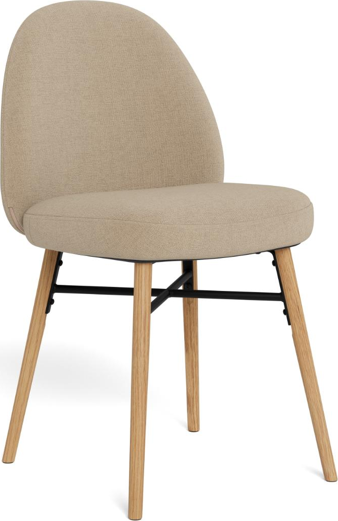 Spisebordsstol Signature Sanna spisestuestol polstret beige Danny-stof, mat eg stel, brandhæmmende betræk, sædehøjde 42,5 cm
