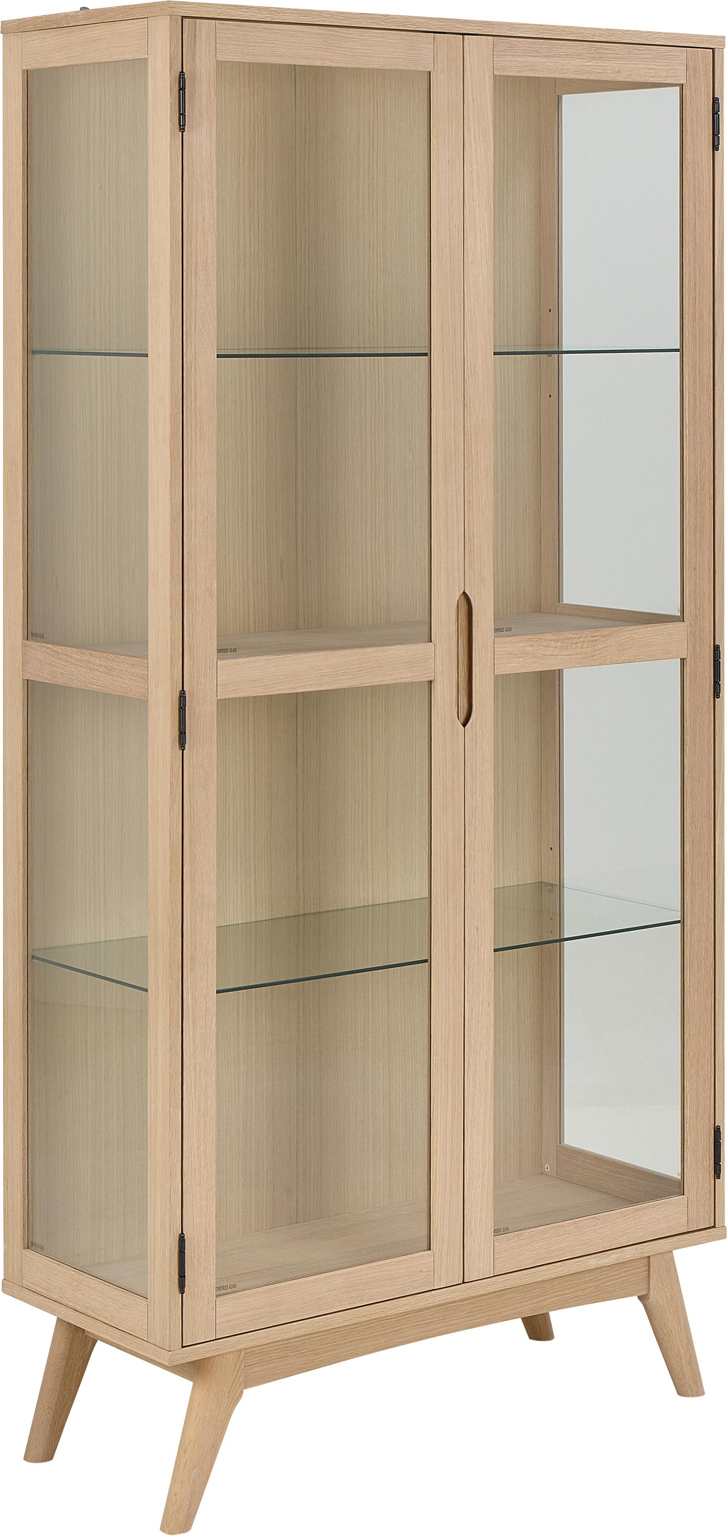 Vitrineskab Signature Merano, hvidpigmenteret egefiner og glas, 3 justerbare hylder, H192ÃB94ÃD40 cm