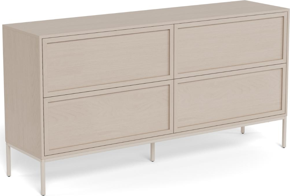 Kommode Signature Nordby 4 skuffer, grå MDF/melamin, B157 x D40 x H80 cm, skub-for-at-åbne