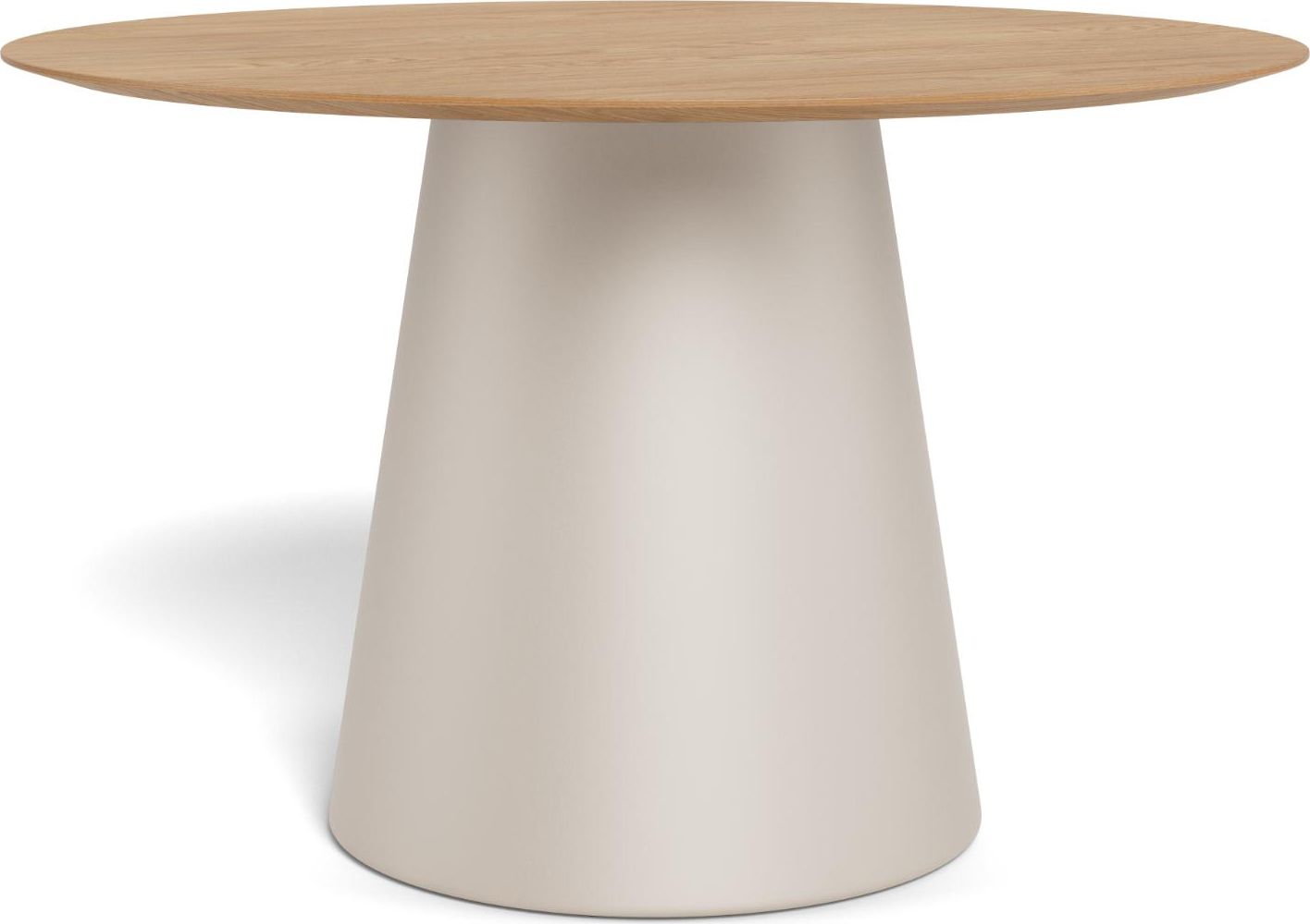 Rundt spisebord Signature Soli Ø120 cm, mat eg bordplade, grå pulverlakeret stål