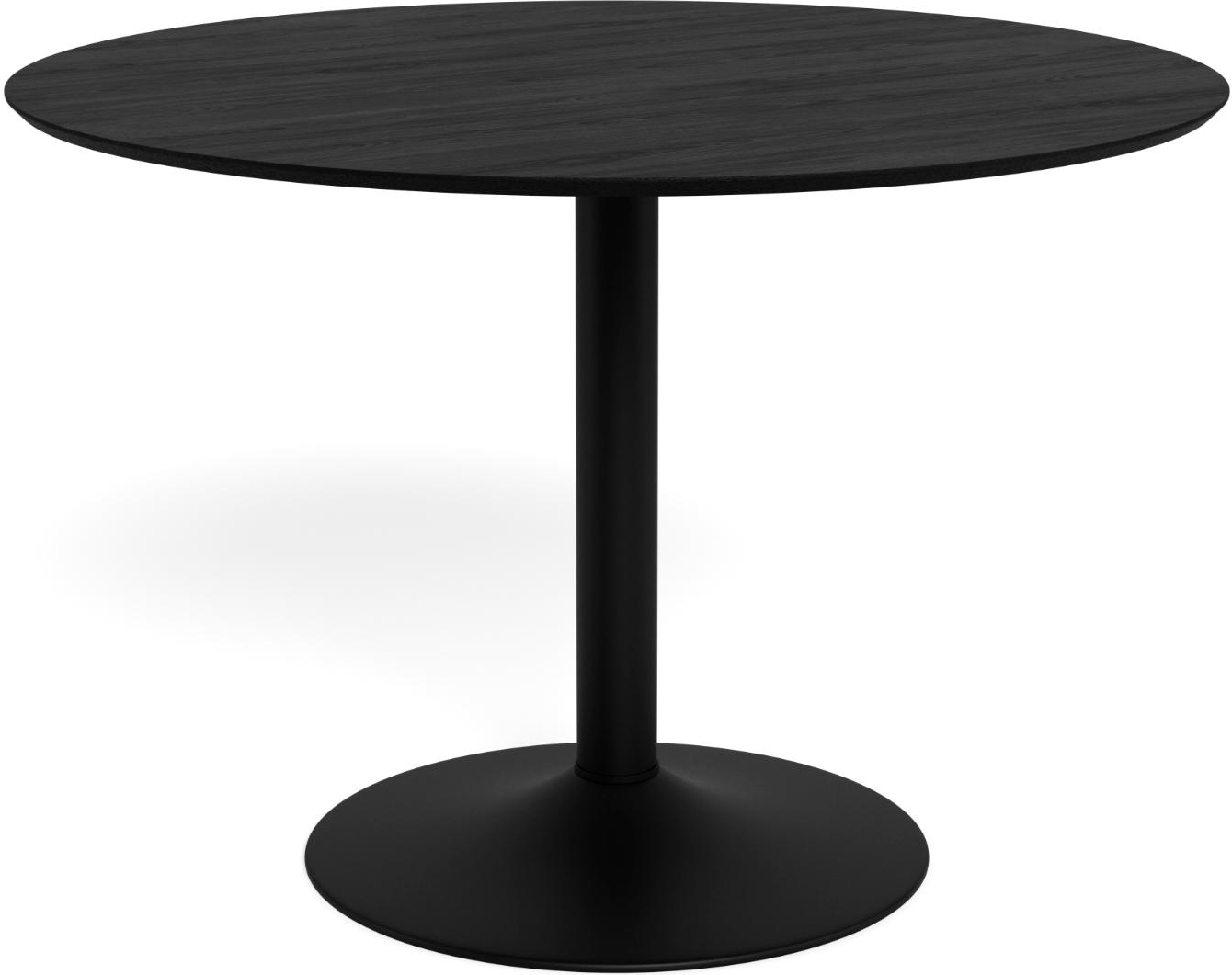 Spisebord Signature Tavira, rund Ø110 cm H74 cm, mat sort askfinér og trompetstel i mat sort stål