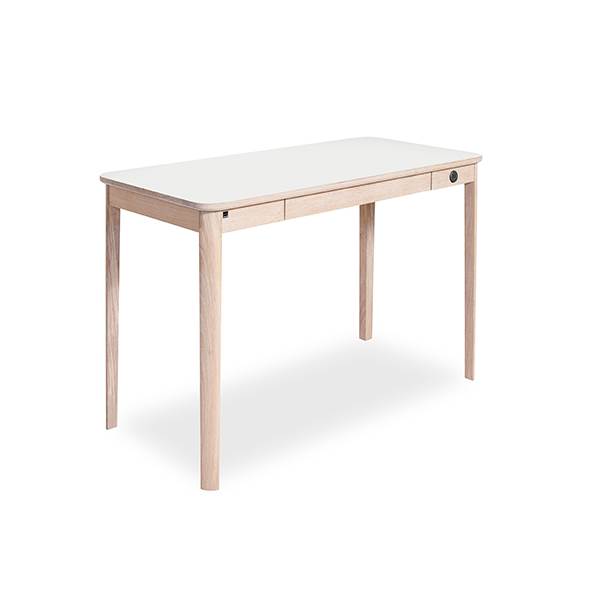 Skovby SM131 skrivebord - 55 x 115 cm. - hvidolieret eg m. hvid laminat bordplade  : Erling Christensen Møbler