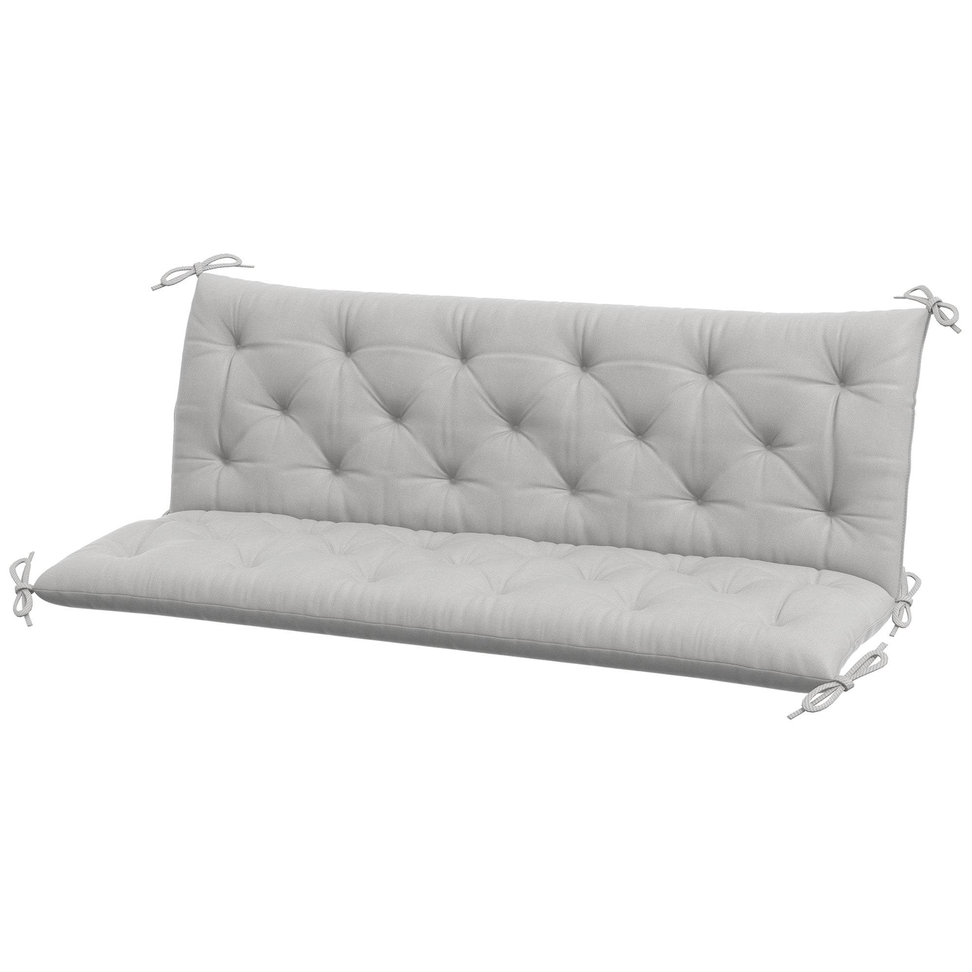 3-Personers bænkehynde 150x98x8 cm med stropper, bænkehynde til havemøbler og verandagynge, lysegrå