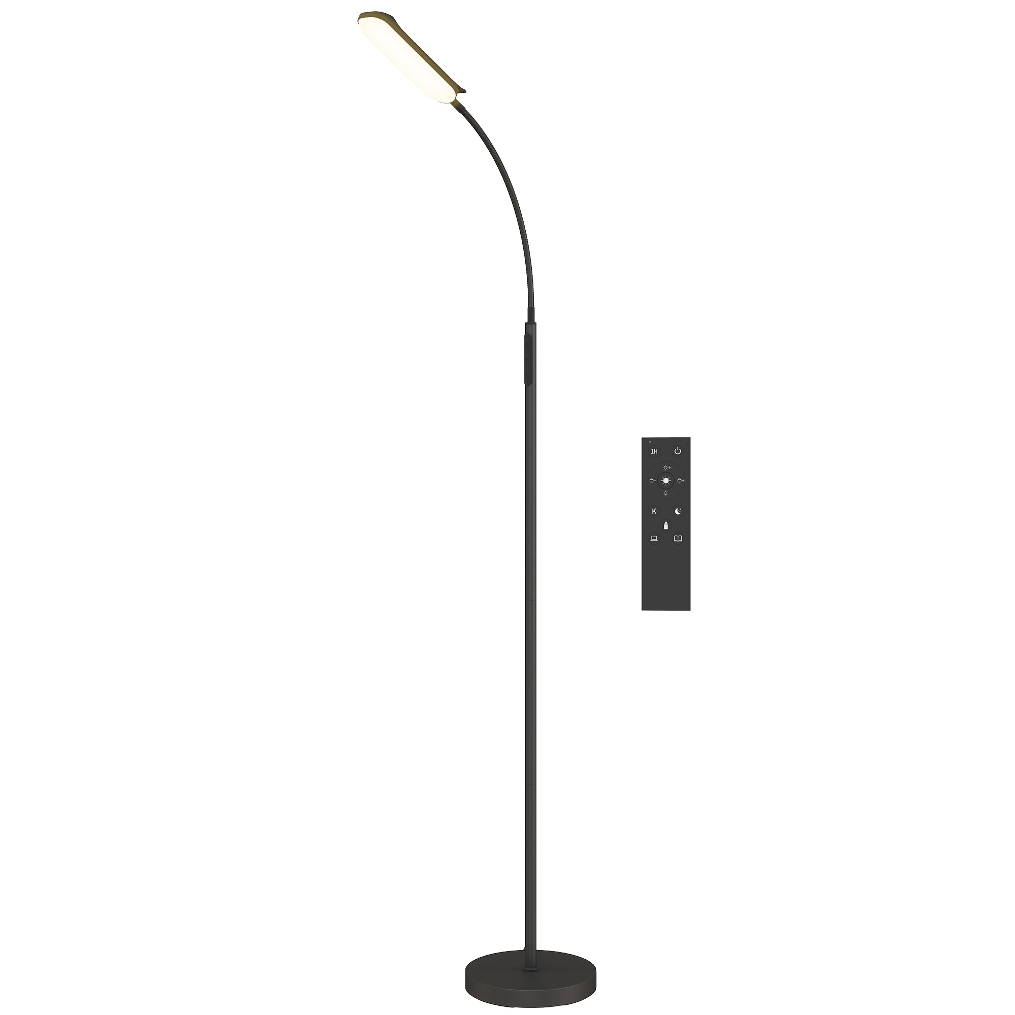 Led-gulvlampe, 5 tilstande, hukommelsesfunktion, justerbar lysstyrke, stål, sort