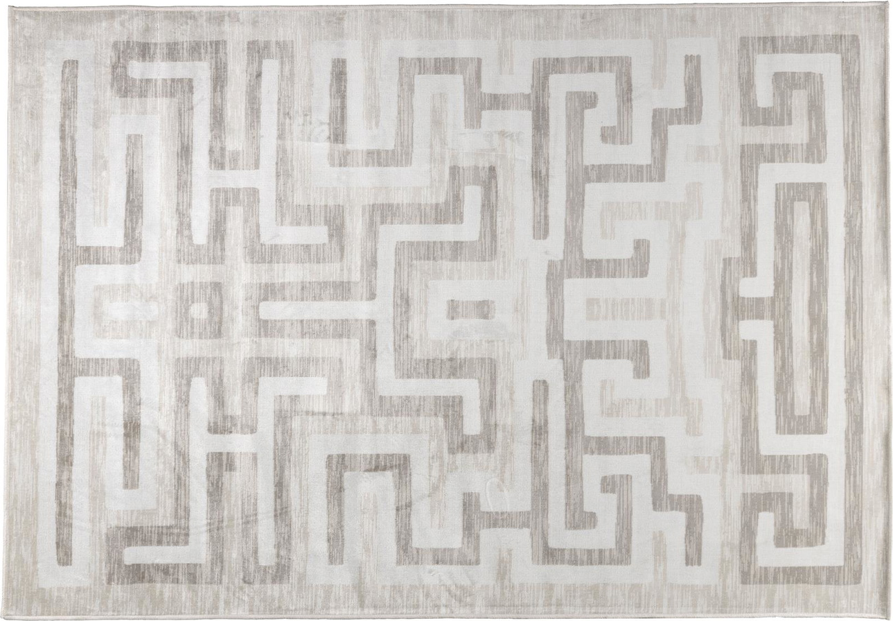 Gulvtæppe Studio White Labyrintho 140x200 cm sølv