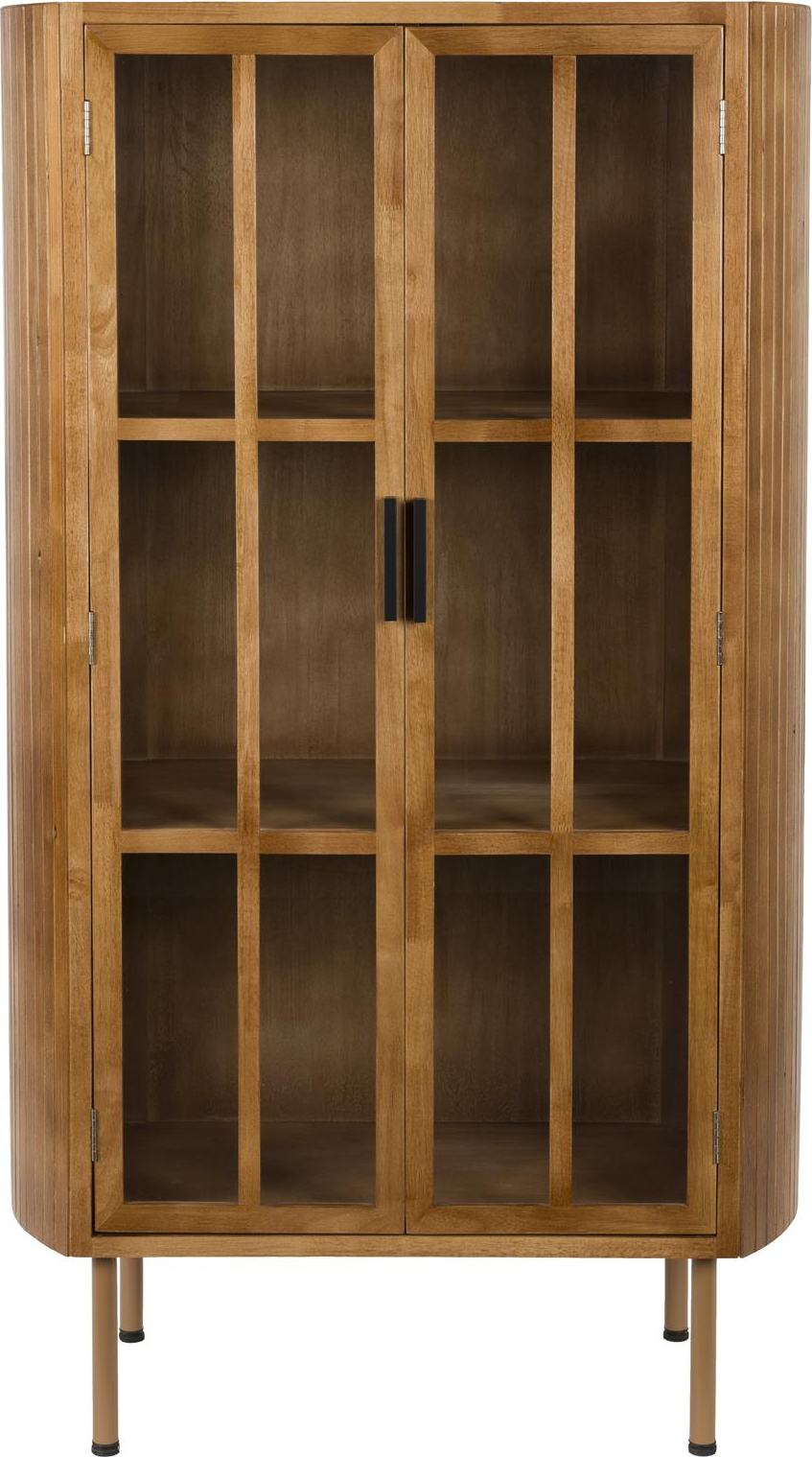 Vitrineskab/udstillingsskab Studio White Yaz i mørkebrun gummitræ 140x80x38 cm