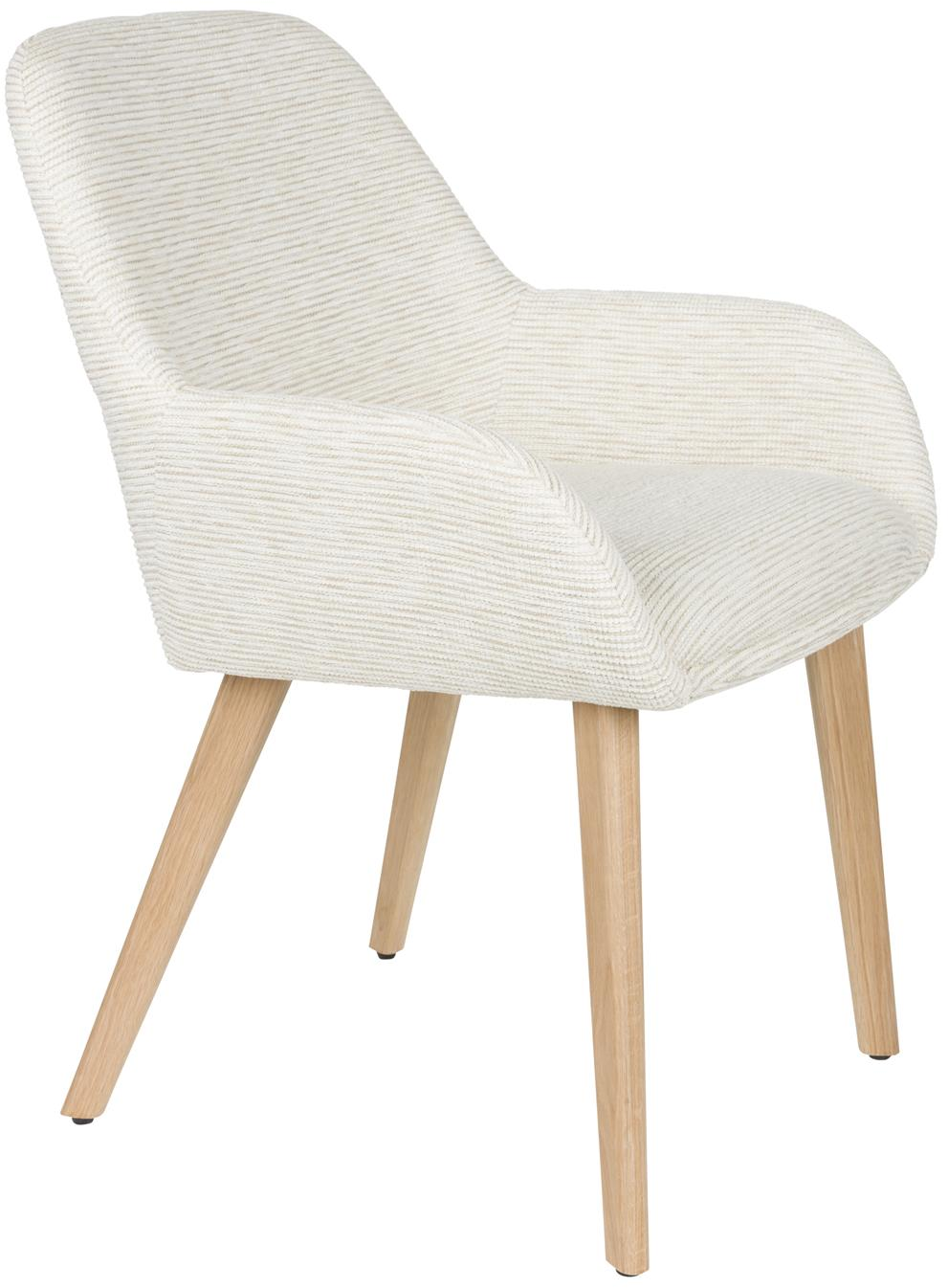 Spisebordsstol Studio White Loua offwhite polyester polstret sæde MDF-understel H82,5xB59xL59 cm