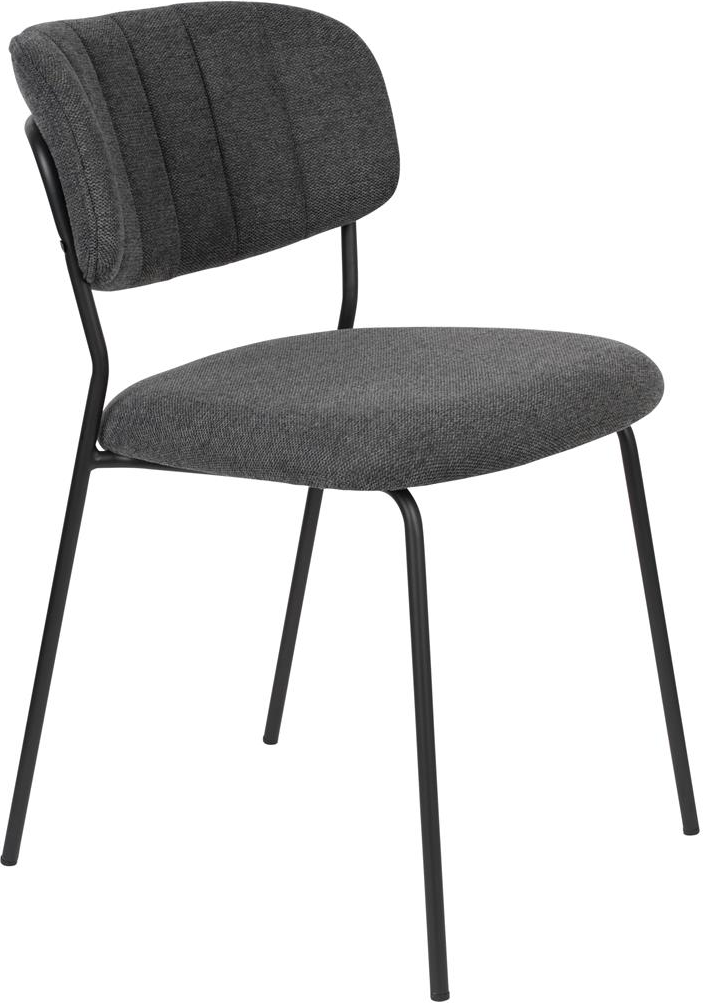 Spisebordsstol Studio White Jolien askegrå stof polstret PU-skum sort stålunderstel