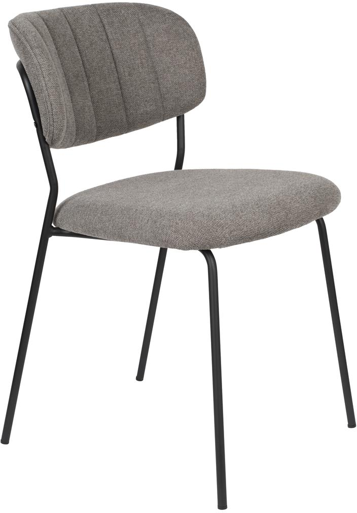 Spisebordsstol Studio White Jolien, grå polstret stof, stålunderstel, 80x49x55 cm