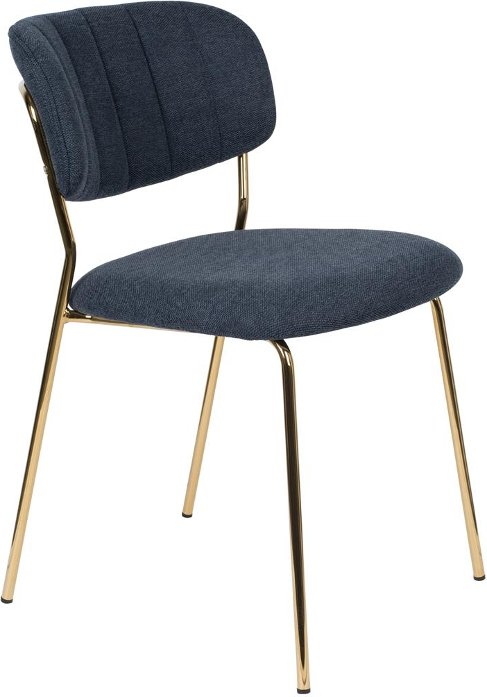 Spisebordsstol Studio White Jolien askegrå polstret stof med messingdetaljer og stålramme
