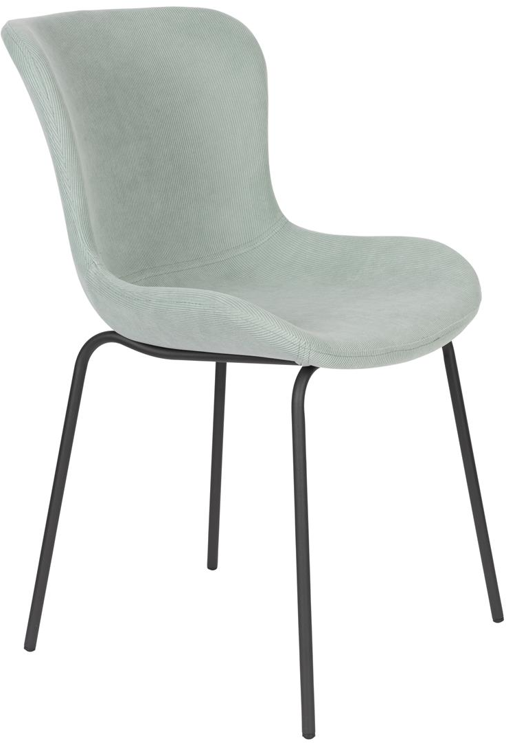 Spisebordsstol Studio White Junzo sølv polstret ribfløjl metalstel
