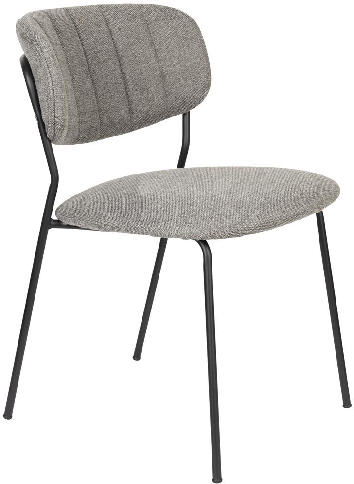 Spisebordsstol spisestuestol Studio White Jolien stengrå polstret polyester sort stålstel H80xB49xL55 cm 150 kg