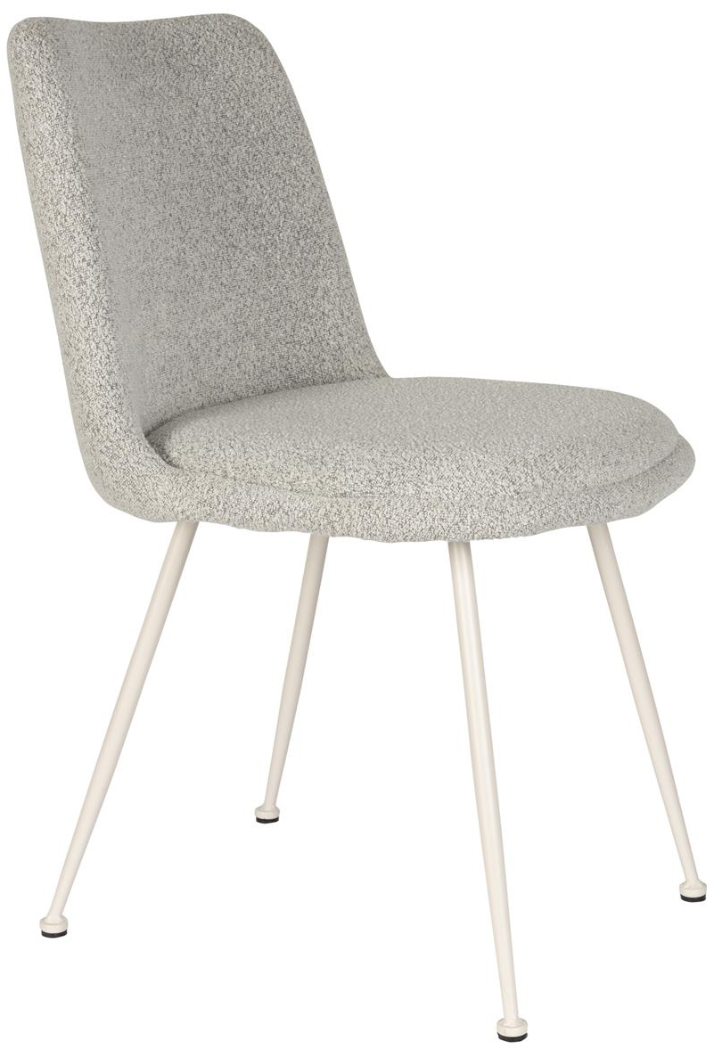 Spisebordsstol Studio White Fijs lysgrå polstret boucle stof jernramme H83xB47xL61cm