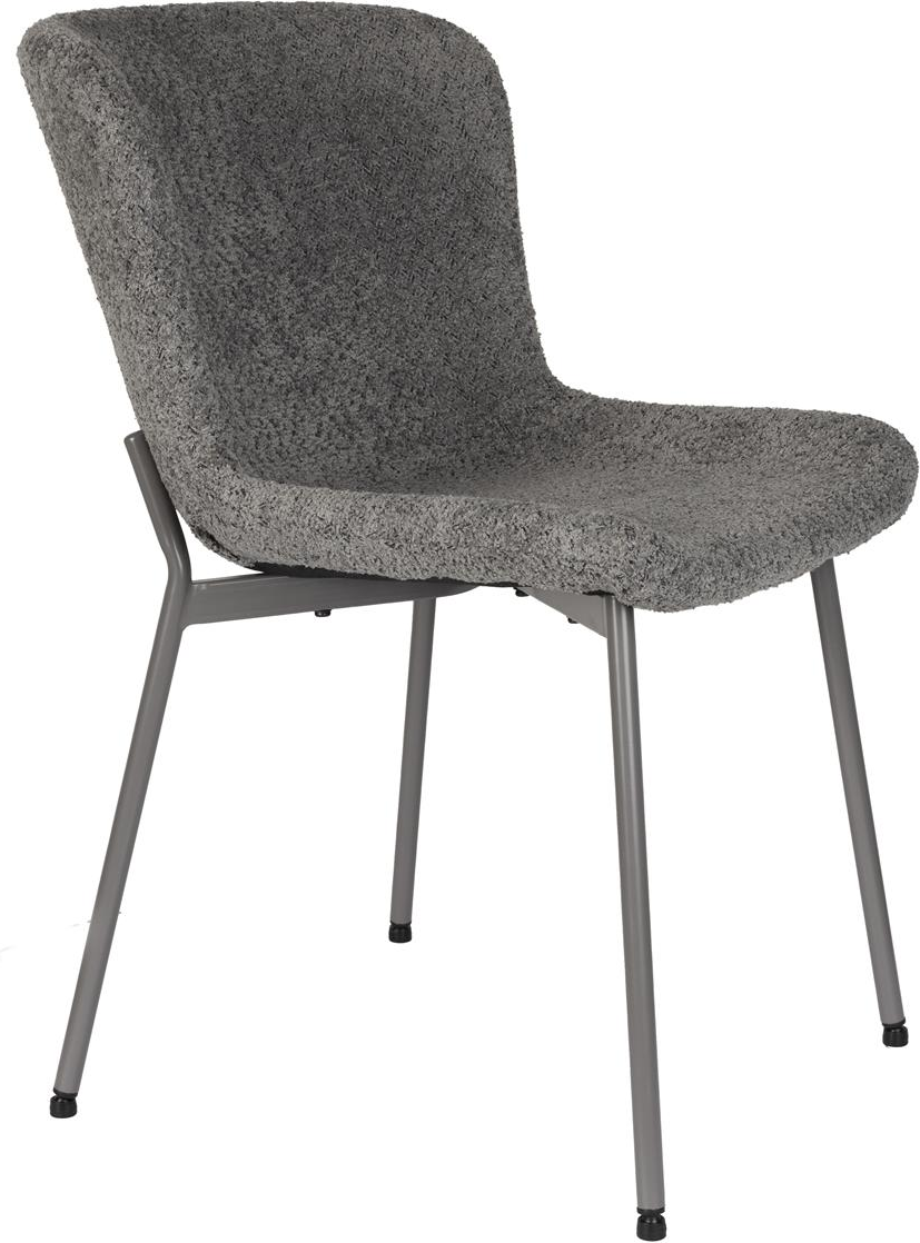 Spisebordsstol Studio White Marion, mørkegrå bouclé i polyester polstret spisestuestol med jernstel