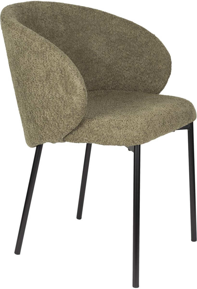 Polstret spisebordsstol Studio White Ayle, brungrå polyester, sort jernstel