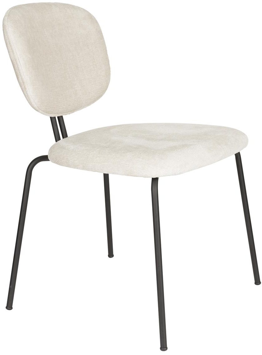 Spisebordsstol Studio White Bouton perlemorsfarvet sæt af 2 stabelbar sort metalramme
