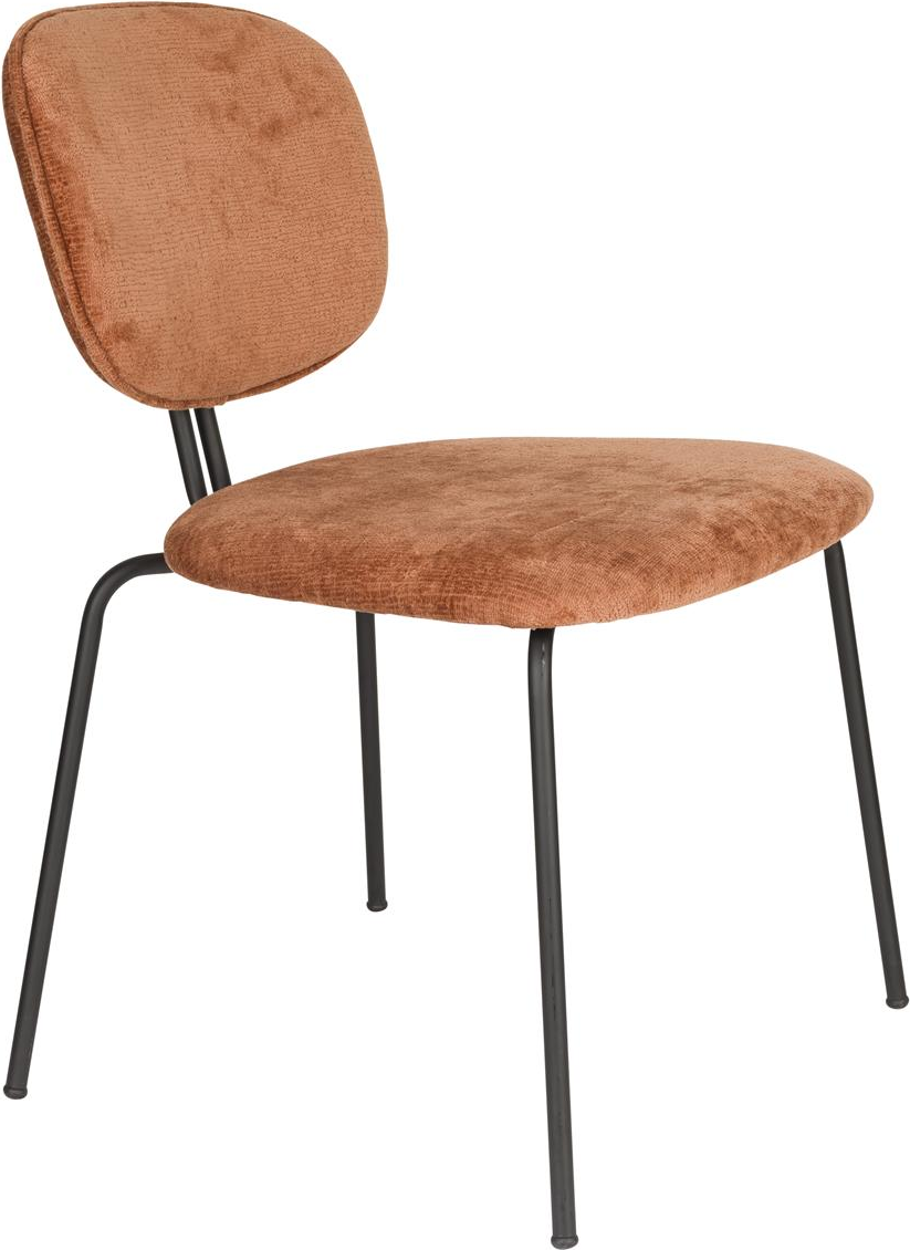Spisebordsstol Studio White Bouton rødbrun polyester, jernramme, PU-skum, stabelbar sæt 2