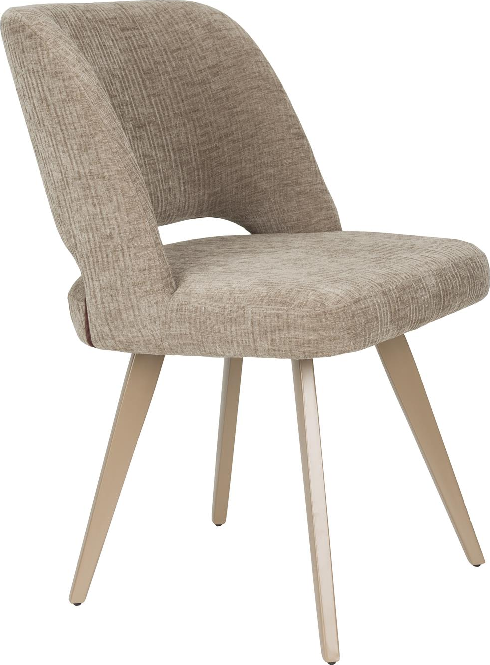 Spisebordsstol Studio White Yves i stengrå polyester med matte brune metalben  -  sæt á 2