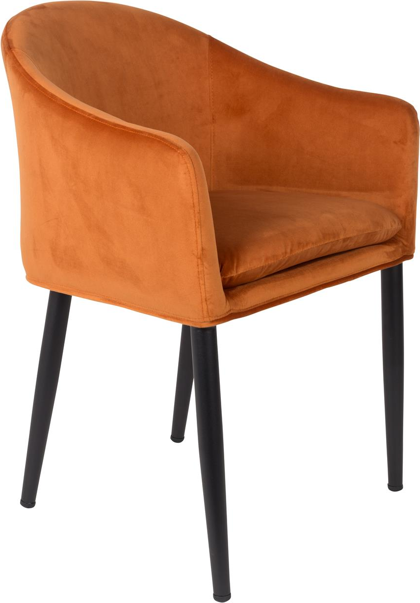Spisestuestol med armlæn Studio White Catelyn brændt orange polstret stof metalbase