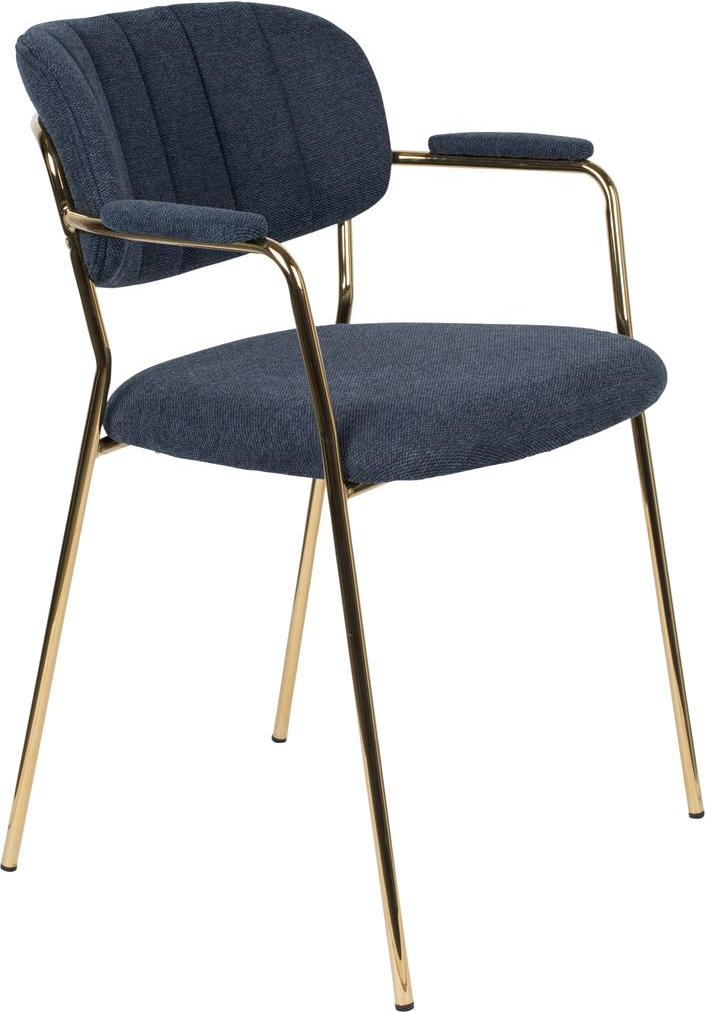 Spisebordsstol/spisestol med armlæn Studio White Jolien guld/mørkeblå polstret