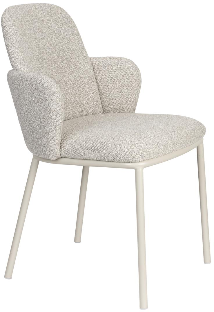 Spisebordsstol med armlæn Studio White Jerrico lysgrå polyester polstret metalstel